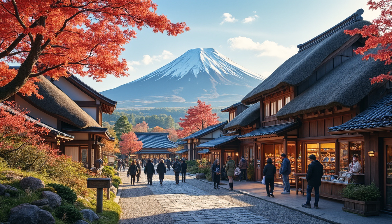 plongez dans l'ambiance authentique d'iyashi-no-sato, un village traditionnel japonais au pied du mont fuji à kawaguchi-ko, et découvrez son artisanat, sa culture et ses paysages pittoresques.