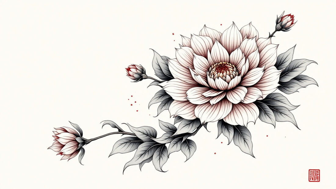 découvrez la symbolique du chrysanthème en tatouage japonais : élégance, longévité et renouveau se mêlent dans un motif riche en histoire et en signification.
